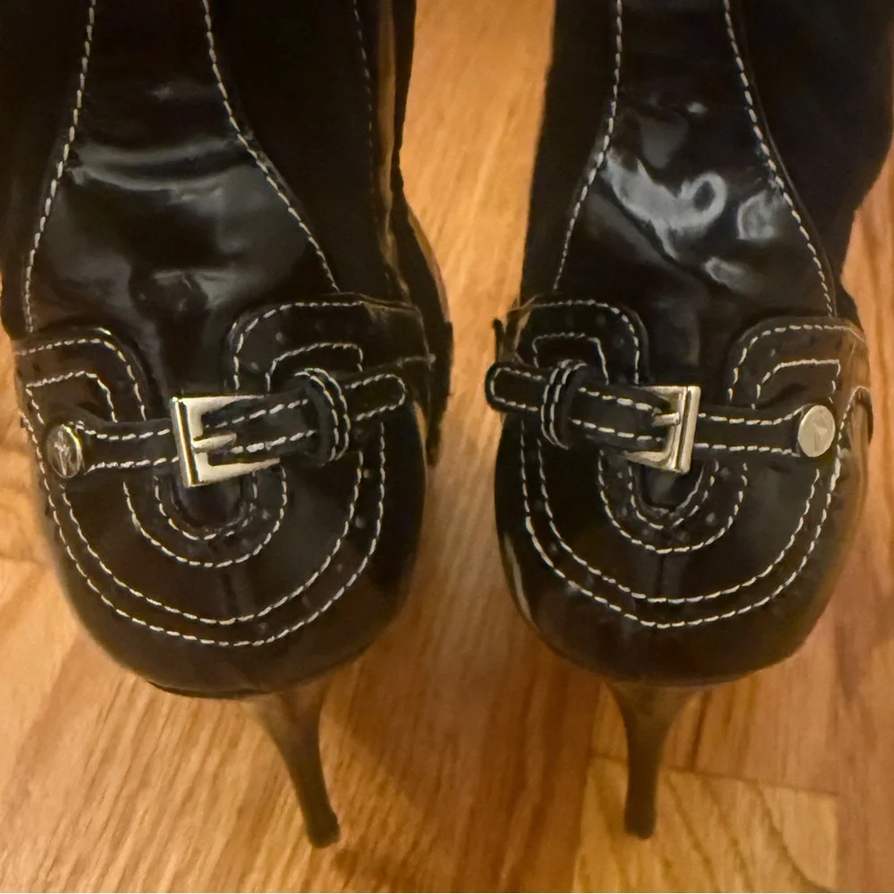 CESARE PACIOTTI Women's Black Italian Leather Pointed Toe Skinny Heel Boots - Picture 4 of 6